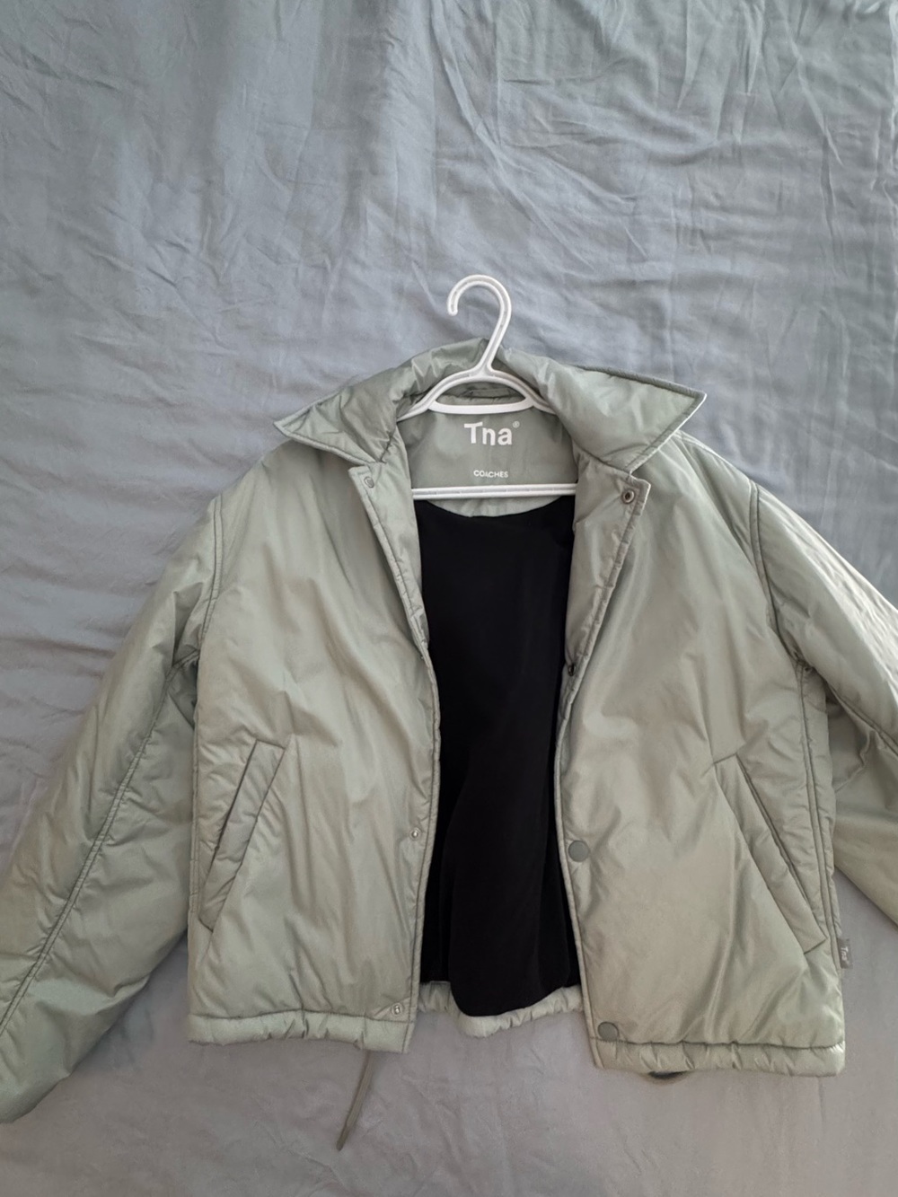 TNA Light Sage Green Puffer Jacket